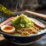Steaming ramen bowl stockcake